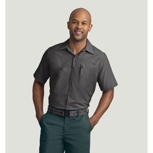 Red Kap Men's Industrial Work Shirt, Regular Fit, Short Sleeve, Brown XXL